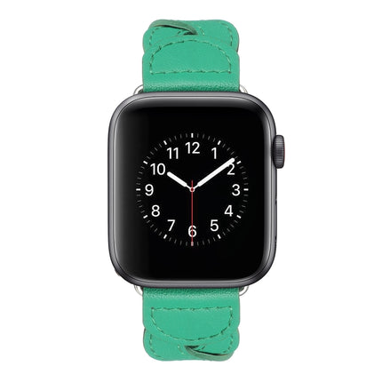Twist Stitched Genuine Leather Watch Band For Apple Watch Ultra 49mm&Watch Ultra 2 49mm / Series 9&8&7 45mm / SE 3&SE 2&6&SE&5&4 44mm / 3&2&1 42mm(Green)-garmade.com