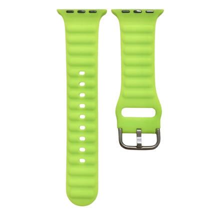 Single Color Silicone Watch Band For Apple Watch Ultra 49mm&Watch Ultra 2 49mm / Series 9&8&7 45mm / SE 3&SE 2&6&SE&5&4 44mm / 3&2&1 42mm(Bright Green)-garmade.com