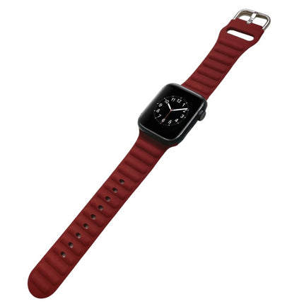 Single Color Silicone Watch Band For Apple Watch Ultra 49mm&Watch Ultra 2 49mm / Series 9&8&7 45mm / SE 3&SE 2&6&SE&5&4 44mm / 3&2&1 42mm(Red)-garmade.com