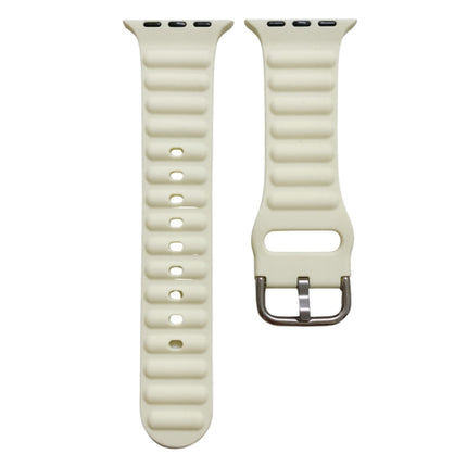 Single Color Silicone Watch Band For Apple Watch Ultra 49mm&Watch Ultra 2 49mm / Series 9&8&7 45mm / SE 3&SE 2&6&SE&5&4 44mm / 3&2&1 42mm(Beige)-garmade.com