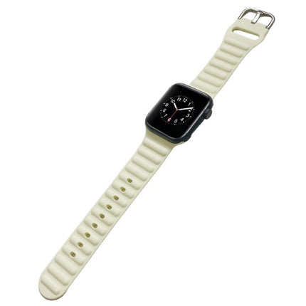 Single Color Silicone Watch Band For Apple Watch Ultra 49mm&Watch Ultra 2 49mm / Series 9&8&7 45mm / SE 3&SE 2&6&SE&5&4 44mm / 3&2&1 42mm(Beige)-garmade.com