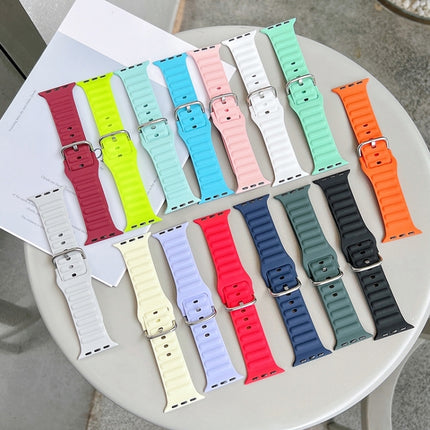 Single Color Silicone Watch Band For Apple Watch Ultra 49mm&Watch Ultra 2 49mm / Series 9&8&7 45mm / SE 3&SE 2&6&SE&5&4 44mm / 3&2&1 42mm(Pink)-garmade.com