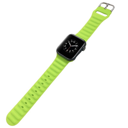Single Color Silicone Watch Band For Apple Watch Series 9&8&7 41mm / SE 3&SE 2&6&SE&5&4 40mm / 3&2&1 38mm(Bright Green)-garmade.com