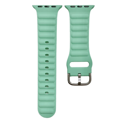 Single Color Silicone Watch Band For Apple Watch Series 9&8&7 41mm / SE 3&SE 2&6&SE&5&4 40mm / 3&2&1 38mm(Light Green)-garmade.com