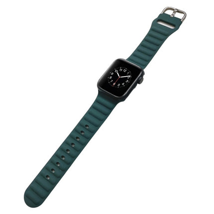 Single Color Silicone Watch Band For Apple Watch Series 9&8&7 41mm / SE 3&SE 2&6&SE&5&4 40mm / 3&2&1 38mm(Dark Green)-garmade.com