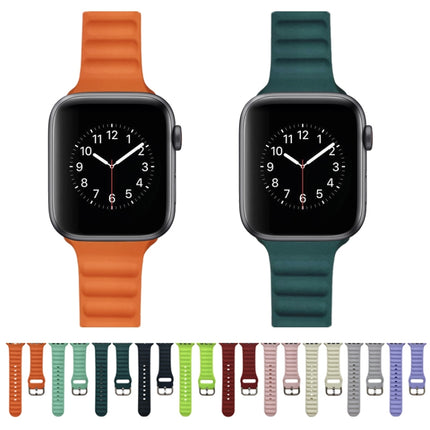 Single Color Silicone Watch Band For Apple Watch Series 9&8&7 41mm / SE 3&SE 2&6&SE&5&4 40mm / 3&2&1 38mm(Bright Green)-garmade.com