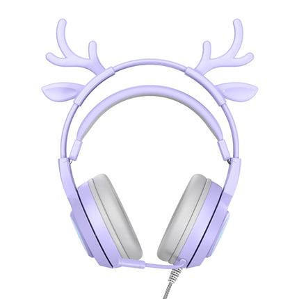 SOYTO SY-G25 Antlers RGB HD Microphone 3D Space Sound Wired Gaming Headset(Purple)-garmade.com