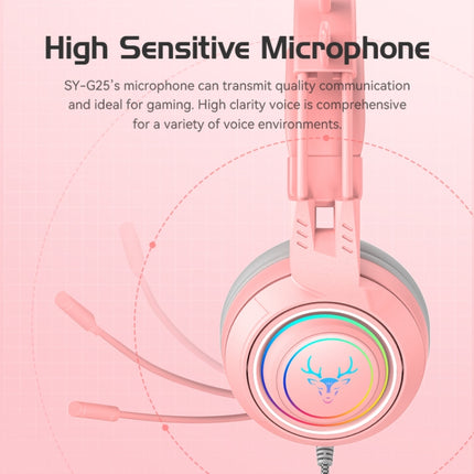 SOYTO SY-G25 Antlers RGB HD Microphone 3D Space Sound Wired Gaming Headset(Purple)-garmade.com