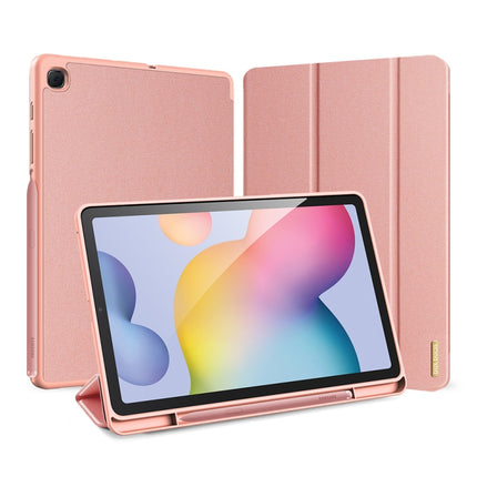For Galaxy Tab S6 Lite 10.4 inch DUX DUCIS Domo Series Horizontal Flip Magnetic PU Leather Case with Three-folding Holder & Pen Slot(Pink)-garmade.com
