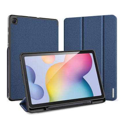 For Galaxy Tab S6 Lite 10.4 inch DUX DUCIS Domo Series Horizontal Flip Magnetic PU Leather Case with Three-folding Holder & Pen Slot(Blue)-garmade.com