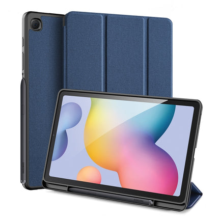 For Galaxy Tab S6 Lite 10.4 inch DUX DUCIS Domo Series Horizontal Flip Magnetic PU Leather Case with Three-folding Holder & Pen Slot(Blue)-garmade.com