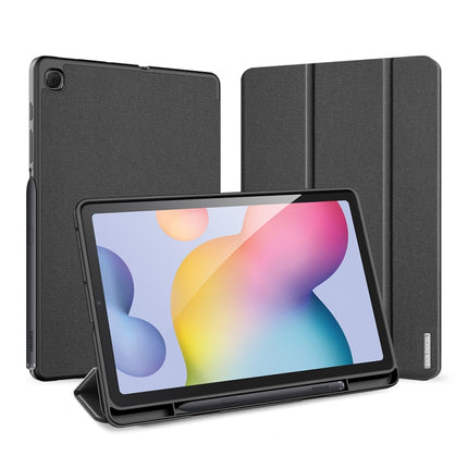 For Galaxy Tab S6 Lite 10.4 inch DUX DUCIS Domo Series Horizontal Flip Magnetic PU Leather Case with Three-folding Holder & Pen Slot(Black)-garmade.com
