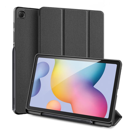 For Galaxy Tab S6 Lite 10.4 inch DUX DUCIS Domo Series Horizontal Flip Magnetic PU Leather Case with Three-folding Holder & Pen Slot(Black)-garmade.com