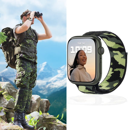 Nylon Loop Watch Band For Apple Watch Series 9&8&7 41mm / SE 3&SE 2&6&SE&5&4 40mm / 3&2&1 38mm(Dark Green Camouflage)-garmade.com