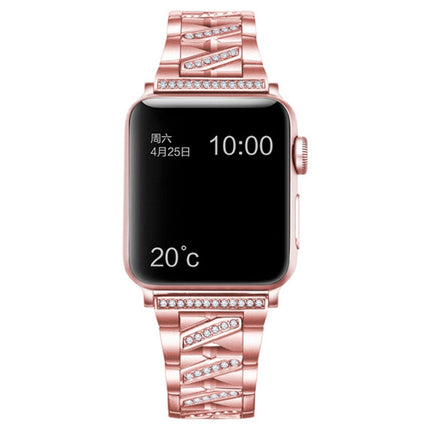 Diamond Metal Watch Band For Apple Watch Ultra 49mm&Watch Ultra 2 49mm / Series 9&8&7 45mm / SE 3&SE 2&6&SE&5&4 44mm / 3&2&1 42mm(Pink)-garmade.com