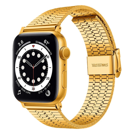 Steel Watch Band For Apple Watch Ultra 49mm&Watch Ultra 2 49mm / Series 9&8&7 45mm / SE 3&SE 2&6&SE&5&4 44mm / 3&2&1 42mm(Gold)-garmade.com