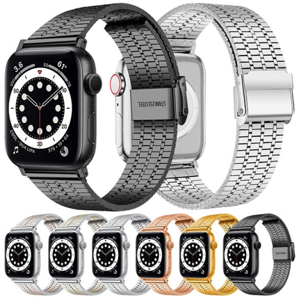 Steel Watch Band For Apple Watch Ultra 49mm&Watch Ultra 2 49mm / Series 9&8&7 45mm / SE 3&SE 2&6&SE&5&4 44mm / 3&2&1 42mm(Rose Gold)-garmade.com