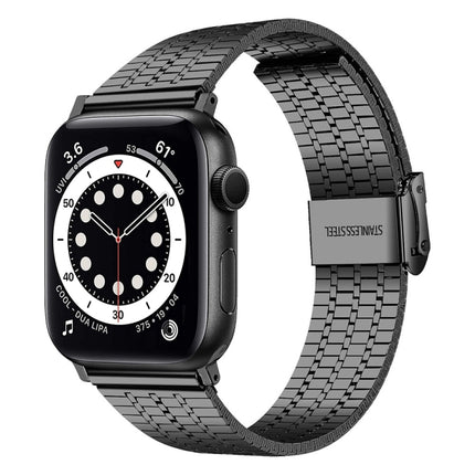 Steel Watch Band For Apple Watch Series 9&8&7 41mm / SE 3&SE 2&6&SE&5&4 40mm / 3&2&1 38mm(Black)-garmade.com