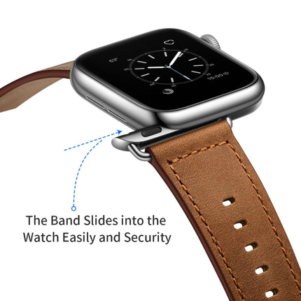 Genuine Leather Watch Band For Apple Watch Ultra 49mm&Watch Ultra 2 49mm / Series 9&8&7 45mm / SE 3&SE 2&6&SE&5&4 44mm / 3&2&1 42mm(Red Brown Crazy Horse Texture)-garmade.com