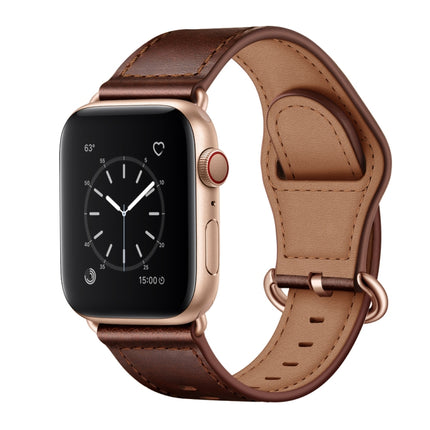 Genuine Leather Watch Band For Apple Watch Ultra 49mm&Watch Ultra 2 49mm / Series 9&8&7 45mm / SE 3&SE 2&6&SE&5&4 44mm / 3&2&1 42mm(Dark Brown Oil Texture)-garmade.com