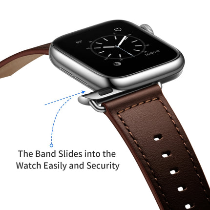 Genuine Leather Watch Band For Apple Watch Ultra 49mm&Watch Ultra 2 49mm / Series 9&8&7 45mm / SE 3&SE 2&6&SE&5&4 44mm / 3&2&1 42mm(Dark Brown Needle Texture)-garmade.com