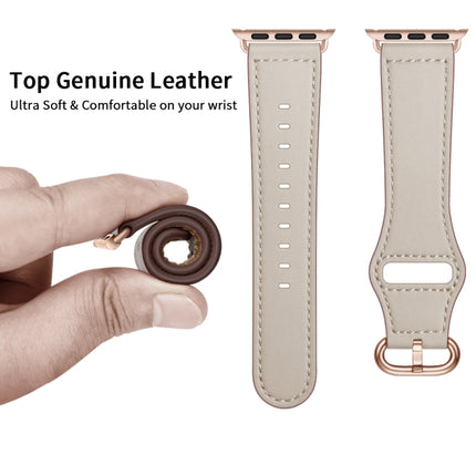 Genuine Leather Watch Band For Apple Watch Series 9&8&7 41mm / SE 3&SE 2&6&SE&5&4 40mm / 3&2&1 38mm(Beige)-garmade.com