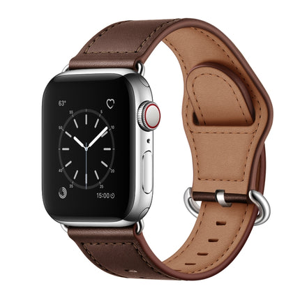 Genuine Leather Watch Band For Apple Watch Series 9&8&7 41mm / SE 3&SE 2&6&SE&5&4 40mm / 3&2&1 38mm(Dark Brown Needle Texture)-garmade.com