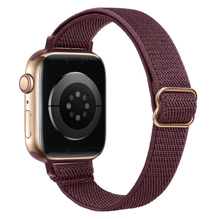 Small Waist Nylon Watch Band For Apple Watch Ultra 49mm&Watch Ultra 2 49mm / Series 9&8&7 45mm / SE 3&SE 2&6&SE&5&4 44mm / 3&2&1 42mm(Dark Wine Red)-garmade.com