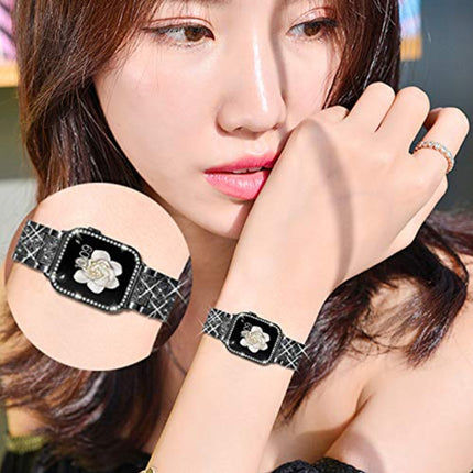 Diamond Metal Watch Band For Apple Watch Ultra 49mm&Watch Ultra 2 49mm / Series 9&8&7 45mm / SE 3&SE 2&6&SE&5&4 44mm / 3&2&1 42mm(Black)-garmade.com