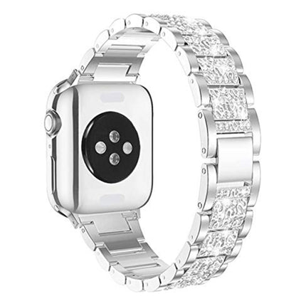 Diamond Metal Watch Band For Apple Watch Ultra 49mm&Watch Ultra 2 49mm / Series 9&8&7 45mm / SE 3&SE 2&6&SE&5&4 44mm / 3&2&1 42mm(Silver)-garmade.com