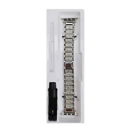 Diamond Metal Watch Band For Apple Watch Ultra 49mm&Watch Ultra 2 49mm / Series 9&8&7 45mm / SE 3&SE 2&6&SE&5&4 44mm / 3&2&1 42mm(Silver)-garmade.com