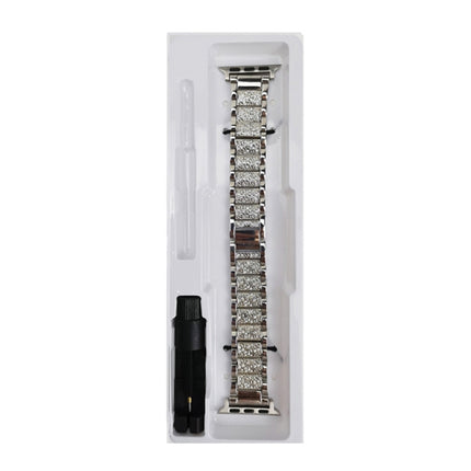 Diamond Metal Watch Band For Apple Watch Series 9&8&7 41mm / SE 3&SE 2&6&SE&5&4 40mm / 3&2&1 38mm(Silver)-garmade.com