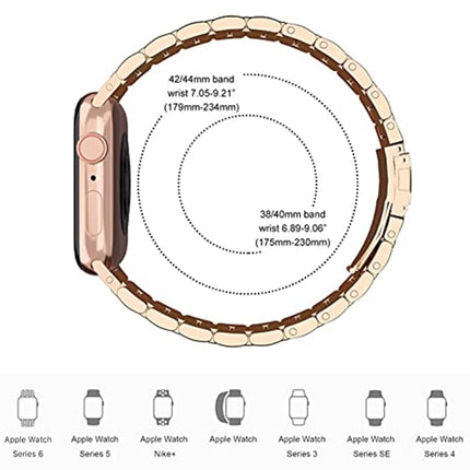 5-bead Stainless Steel Watch Band For Apple Watch Ultra 49mm&Watch Ultra 2 49mm / Series 9&8&7 45mm / SE 3&SE 2&6&SE&5&4 44mm / 3&2&1 42mm(Rose Gold)-garmade.com