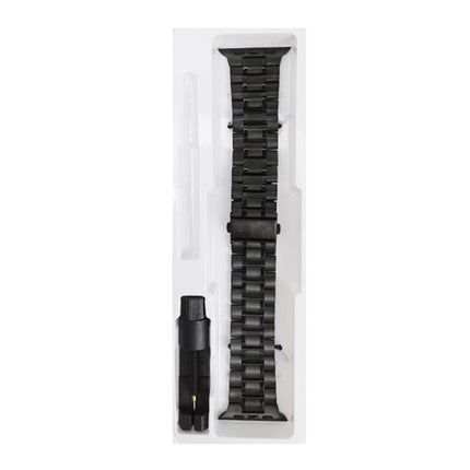 5-bead Stainless Steel Watch Band For Apple Watch Series 9&8&7 41mm / SE 3&SE 2&6&SE&5&4 40mm / 3&2&1 38mm(Black)-garmade.com