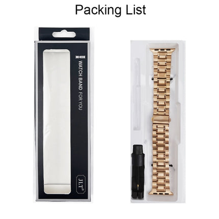 5-bead Stainless Steel Watch Band For Apple Watch Series 9&8&7 41mm / SE 3&SE 2&6&SE&5&4 40mm / 3&2&1 38mm(Rose Gold)-garmade.com