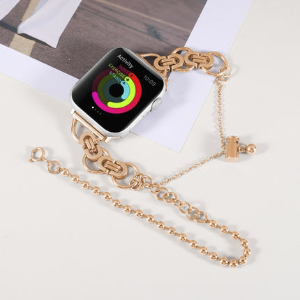 Double Chain 2-bead Stainless Steel Watch Band For Apple Watch Ultra 49mm&Watch Ultra 2 49mm / Series 9&8&7 45mm / SE 3&SE 2&6&SE&5&4 44mm / 3&2&1 42mm(Rose Gold)-garmade.com