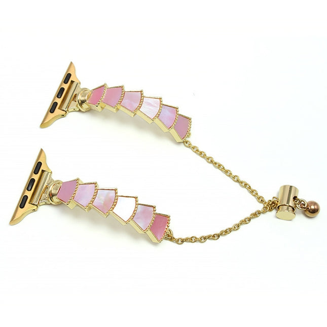 Metal Shell Watch Band For Apple Watch Ultra 49mm&Watch Ultra 2 49mm / Series 9&8&7 45mm / SE 3&SE 2&6&SE&5&4 44mm / 3&2&1 42mm(Gold Pink)-garmade.com