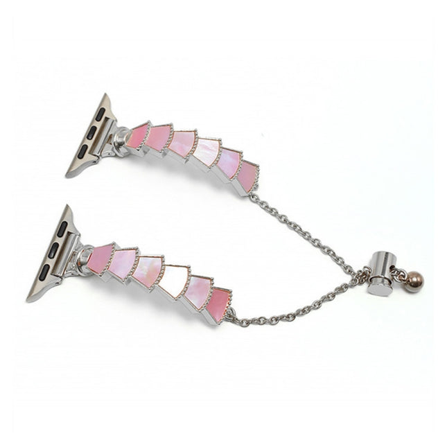 Metal Shell Watch Band For Apple Watch Series 9&8&7 41mm / SE 3&SE 2&6&SE&5&4 40mm / 3&2&1 38mm(Silver Pink)-garmade.com