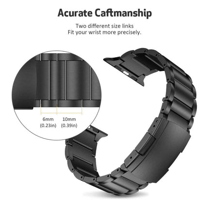 Titanium Alloy Watch Band For Apple Watch Series 9&8&7 41mm / SE 3&SE 2&6&SE&5&4 40mm / 3&2&1 38mm(Black)-garmade.com