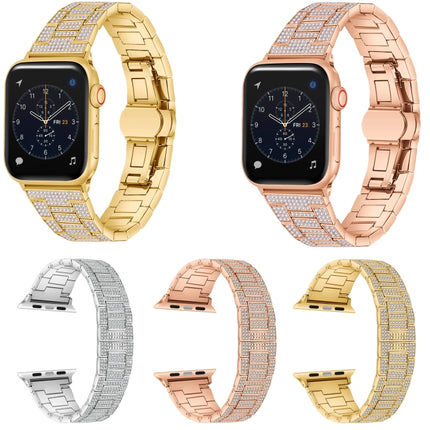 Diamond Metal Watch Band For Apple Watch Ultra 49mm&Watch Ultra 2 49mm / Series 9&8&7 45mm / SE 3&SE 2&6&SE&5&4 44mm / 3&2&1 42mm(Silver)-garmade.com