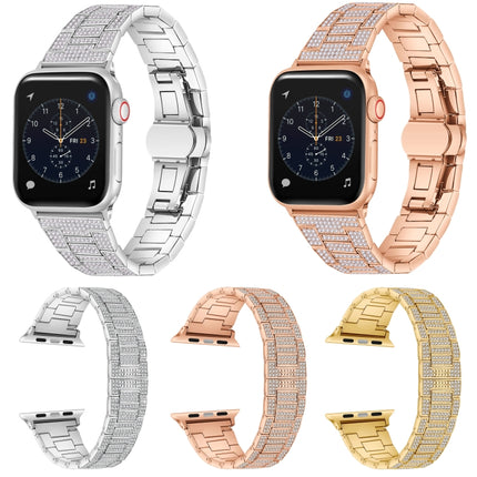 Diamond Metal Watch Band For Apple Watch Series 9&8&7 41mm / SE 3&SE 2&6&SE&5&4 40mm / 3&2&1 38mm(Silver)-garmade.com