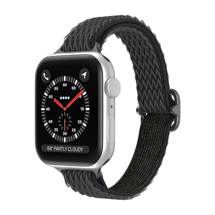 Wave Small Waist Nylon Watch Band For Apple Watch Ultra 49mm&Watch Ultra 2 49mm / Series 9&8&7 45mm / SE 3&SE 2&6&SE&5&4 44mm / 3&2&1 42mm(Black)-garmade.com