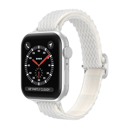 Wave Small Waist Nylon Watch Band For Apple Watch Ultra 49mm&Watch Ultra 2 49mm / Series 9&8&7 45mm / SE 3&SE 2&6&SE&5&4 44mm / 3&2&1 42mm(White)-garmade.com