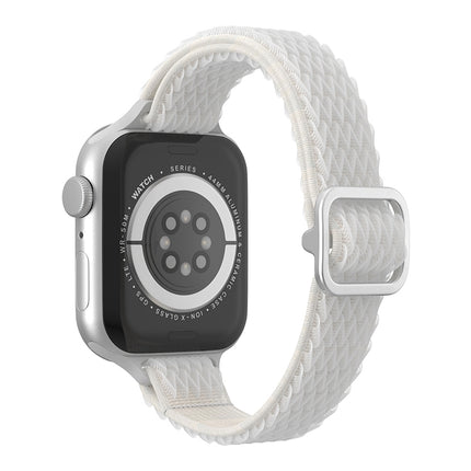 Wave Small Waist Nylon Watch Band For Apple Watch Ultra 49mm&Watch Ultra 2 49mm / Series 9&8&7 45mm / SE 3&SE 2&6&SE&5&4 44mm / 3&2&1 42mm(White)-garmade.com