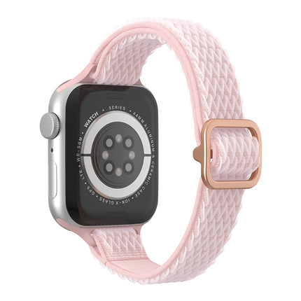 Wave Small Waist Nylon Watch Band For Apple Watch Ultra 49mm&Watch Ultra 2 49mm / Series 9&8&7 45mm / SE 3&SE 2&6&SE&5&4 44mm / 3&2&1 42mm(Pink)-garmade.com
