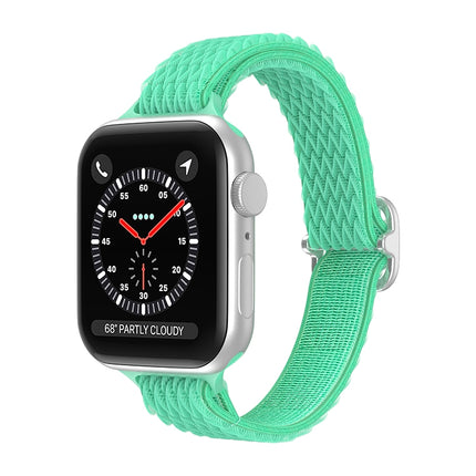 Wave Small Waist Nylon Watch Band For Apple Watch Ultra 49mm&Watch Ultra 2 49mm / Series 9&8&7 45mm / SE 3&SE 2&6&SE&5&4 44mm / 3&2&1 42mm(Green)-garmade.com
