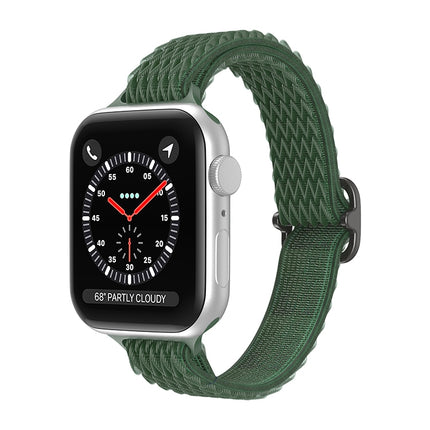 Wave Small Waist Nylon Watch Band For Apple Watch Ultra 49mm&Watch Ultra 2 49mm / Series 9&8&7 45mm / SE 3&SE 2&6&SE&5&4 44mm / 3&2&1 42mm(Army Green)-garmade.com