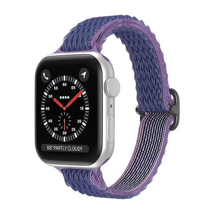 Wave Small Waist Nylon Watch Band For Apple Watch Ultra 49mm&Watch Ultra 2 49mm / Series 9&8&7 45mm / SE 3&SE 2&6&SE&5&4 44mm / 3&2&1 42mm(Midnight Blue)-garmade.com