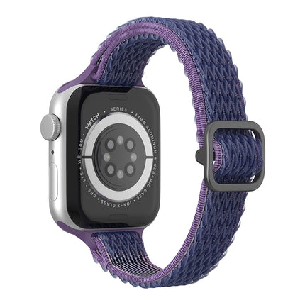 Wave Small Waist Nylon Watch Band For Apple Watch Ultra 49mm&Watch Ultra 2 49mm / Series 9&8&7 45mm / SE 3&SE 2&6&SE&5&4 44mm / 3&2&1 42mm(Midnight Blue)-garmade.com