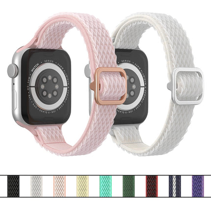Wave Small Waist Nylon Watch Band For Apple Watch Ultra 49mm&Watch Ultra 2 49mm / Series 9&8&7 45mm / SE 3&SE 2&6&SE&5&4 44mm / 3&2&1 42mm(Starlight)-garmade.com